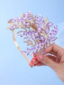 复古浅紫色水晶新娘皇冠，适合婚礼、成人礼、舞会、正式场合、夏季、海滩等场合。 - 淡紫色 - 查看 2