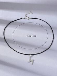 1 chiếc dây chuyền hình tia sét bằng thép không gỉ, đơn giản, đa năng, bền bỉ, không phai màu, là món quà lý tưởng cho nam giới. - Dây chuyền mặt tia chớp - Xem 2