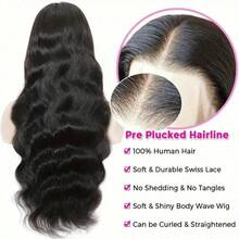 Tóc giả ren phía trước MECRY Body Wave 13*3, chiều dài 55.88-66.04 cm, chất liệu tổng hợp chịu nhiệt. - Tự nhiên & Đen - Xem 4