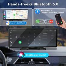 Wireless Portable Touchscreen Car Stereo With CarPlay, Android Auto, Mirror Link, Bluetooth 5.0, 12 LED Camera, USB, TF Card, And AUX Input. - A - View 8