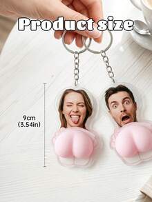 1pc Custom Butt Squeeze Keychain,Custom Photo,Personalized Face Funny Stress Relief Keychain,Customizable Butt Squeeze Keychain Funny Prank Gift For Friends,Unique Couple Prank Gift For Him & Her - Multicolor - View 6