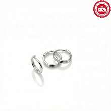 10 piezas/paquete Conector de doble círculo de plata esterlina 925, accesorio de joyería de colgante fijo, eslabón de cadena para hacer joyas DIY - Plateado - Ver 6