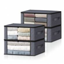 Bộ 3 túi đựng quần áo gia đình, túi đựng đồ gấp gọn tiện dụng để sắp xếp đồ đạc trong nhà, quần áo, chăn, áo len, ga trải giường, phòng ngủ, gối và tủ quần áo. - Màu Xám nhạt - Xem 9