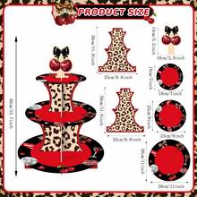 1pc Leopard Print Cherry Themed Cupcake Display Stand, Creative Paper Cupcake, Unique Small Gift & Holiday Decor, Candy Cupcake Display Stand, Party & Wedding - View 7