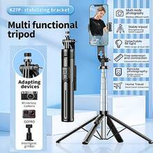 Gậy selfie 1.3m, bốn chân đế với giao diện 1/4 inch, thanh thép không gỉ, điều khiển từ xa Bluetooth, monopod dành cho điện thoại, máy ảnh, vlog. - Xem 1