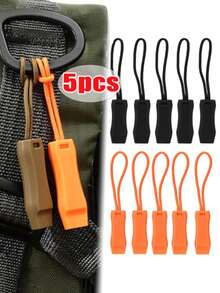 Five-Piece Plastic Emergency Survival Outdoor Dual-Frequency Multi-Functional Whistle. Water Sports Dual Tube With Tail Rope Accessory, Camping Equipment - Multicolor - View 2