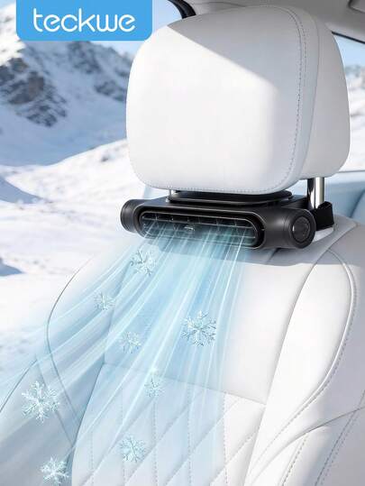 Teckwe Quạt ô tô cho ghế lái và ghế hành khách, Quạt làm mát mini USB di động cho ghế sau, Quạt tựa đầu êm ái cho trẻ em, Phụ kiện quạt cổ có 3 tốc độ gió có thể điều chỉnh cho mọi loại xe, Đồ dùng cho ô tô, du lịch dã ngoại, thiết yếu cho mùa hè