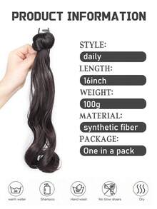 Synthetic Claw Clip Style Long Wavy Ponytail Hair Extension - 16-Inch Claw Clip Hair Accessory, Suitable For Women's Daily Use, Easy To Wear. Summer Outfits Hair Clips Beach Hair Claws - Multicolor - View 4