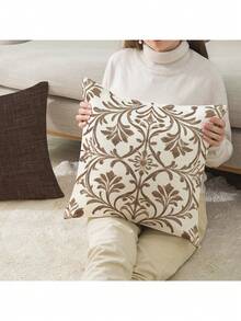 2pcs Bohemian Style Minimalist Floral Pattern Pillow Covers, Soft Breathable Polyester, Zipper Closure, Machine Washable, Decorative Cushion Covers For Bedroom, Living Room, Sofa, Car, Chair (No Pillow Insert) - Brown - View 7