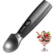 Cuchara para helado con calefacción de 2600mAh, cuchara para helado con calefacción ajustable con pantalla LED, recargable - Negro - Ver 10