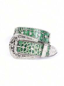 Unisex Studded & Western Style Casual Belt - 咖啡 - 查看 1
