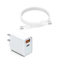 20W PD USB-C 墙充 + 3.3 英尺/100 厘米充电线，快速充电适配器，兼容 17/16 Pro Max/16 Pro/16 Plus/16/15/14/13/12/11/XS/XR/8/7/6、S26/S25/S24/S23 - 美規A型插(110-127V) - 查看 12