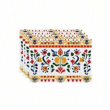1set/1pc/4pcs/6pcs Bohemian Colorful Floral Placemat, Rectangular Machine Washable Polyester Placemat, Protected Tabletop, Insulated Placemat, Restaurant Decor, Table Decor, Houseware, Suitable For Multi-Venue, Party Decor - 1PC - View 10