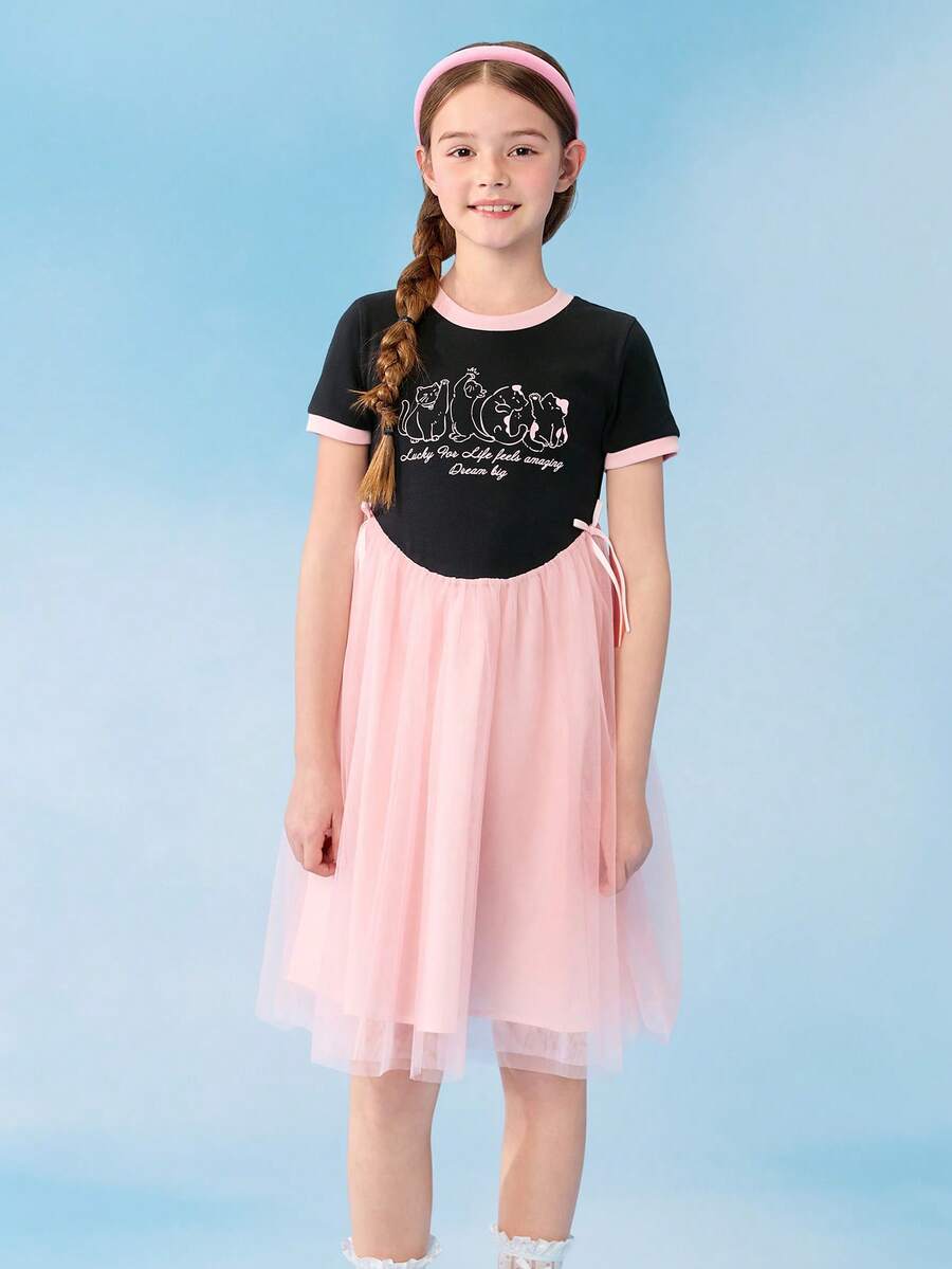 Balabala Đầm voan mùa hè cho bé gái năm 2026, kiểu công chúa, chất liệu lưới mềm mại thoáng khí, thanh lịch, dễ thương, thích hợp cho tiệc tùng và mặc hàng ngày. - tông màu đỏ đen - Xem 1