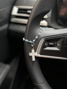1pc Silver Devil's Eye Steering Wheel Decor, Personalized Steering Wheel Accessory, Car Interior Decoration - A - View 8