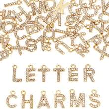 26Pcs A-Z Gold Letter Charms, Includes Full Rhinestone Letter Charms, Jewelry Making Supplies Pendants, Practical Alphabet Charm Pendants - Rhinestone Letter Pendant - View 12
