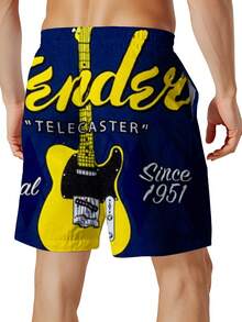 Fender Telecaster The Original Since 1951 Guitar Design Swim Trunks Men Beach Shorts Summer Board Shorts - Multicolor - View 4