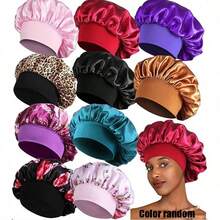 10个装混色缎面宽檐睡帽/发套，女士适用，适合日常佩戴，颜色随机。 - 彩色 - 查看 10