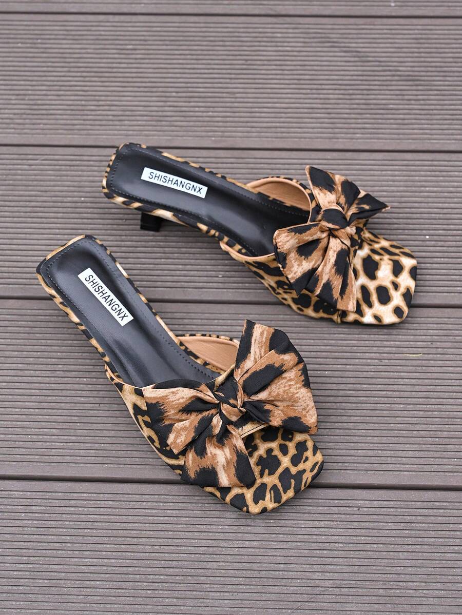 Sandalias de tacón alto con lazo marrón para mujer, zapatos de cuña de una correa, calzado casual de verano para mujer - Marrón - Ver 1