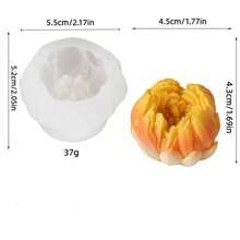 1pc Peony Bud Silicone Mold, Suitable For Making Peony Bud Aroma Candles, Gypsum Fragrance Stones, Home Decor, Resin Casting And Other Crafts. Reusable, Heat-Resistant, Easy Demold, Ideal For Holiday Decoration Or DIY Handicraft. - A-White - View 2