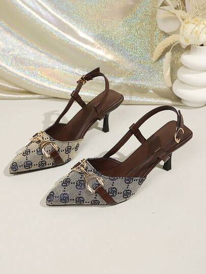 Plus Size Women's Elegant Floral Print High Heel Sandals, Vintage Western Style Wedding Formal Wedge Pointed Toe Buckle Closure Dress Shoes, Suitable For Party, Wedding, Holiday, Spring/Summer/Autumn