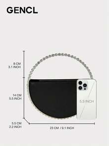 Circular Rhinestone Handbag With Diamond Inlay, Dinner Handbag, Cocktail Party Handbag, Fashionable And Stylish Handbag - 黑色 - 查看 3