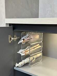 1pc PET Curling Iron Storage Rack, Stackable Hair Tool Organizer - Multicolor - View 5