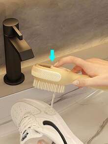Cepillo de zapatos multifunción con dispensador de líquido, cepillo de limpieza de zapatos de cerdas suaves, fregador de zapatos para el hogar, herramienta de limpieza de baño, limpiador de zapatos para dormitorio - A - Ver 5