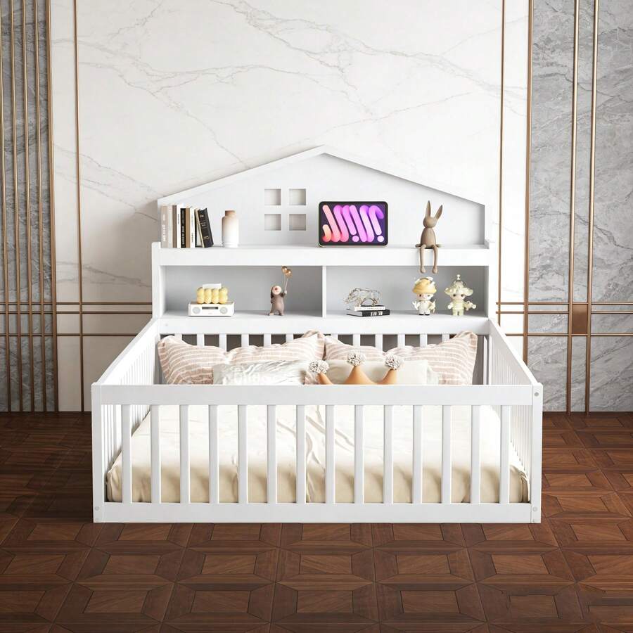 Kids Bed Frames, Headboards & Footboards - White+Solid Wood+140cm*200cm - View 1
