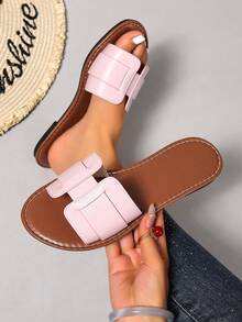Damen Lässige Flache Sandalen, Gewebter Römischer Stil, Geeignet für Frühling, Sommer, Strand, Urlaub, Passend zu Kleidern, Urlaubsessentiell - Babypink - Übersicht 5