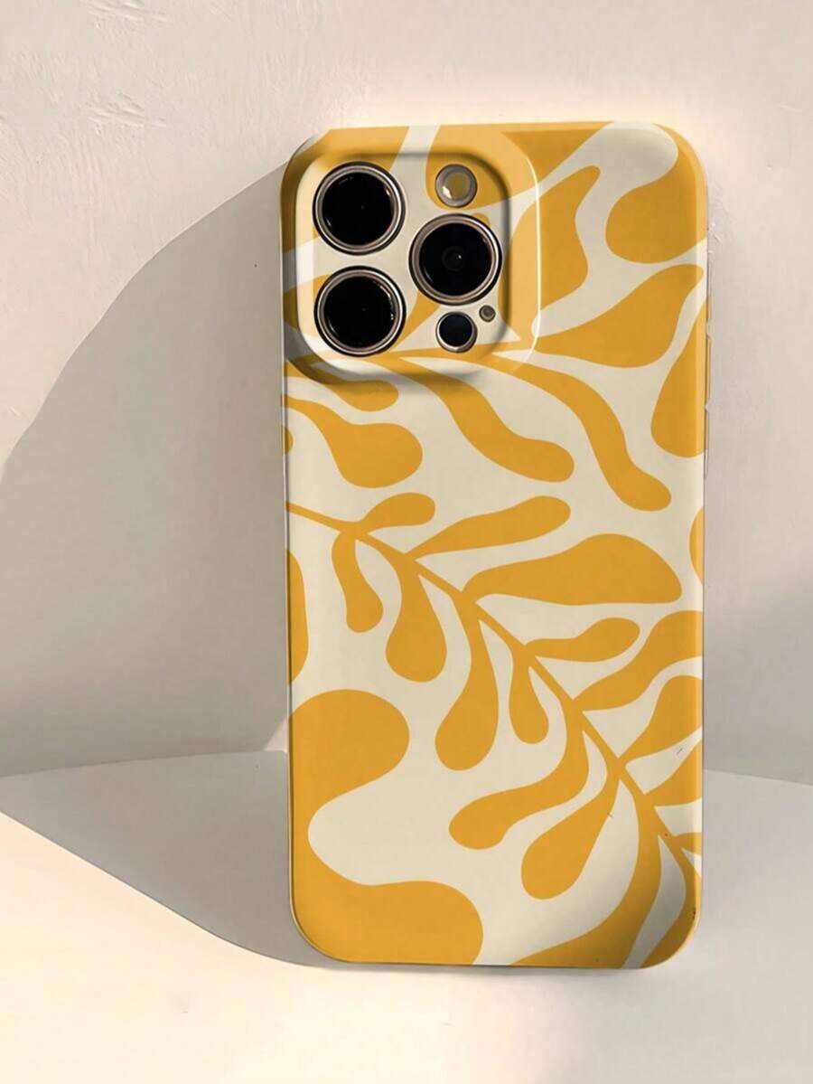 Minimalist Artistic Leaf Pattern Perforated Glossy Filament Phone Hard Case, Compatible With IPhone 11/12/13/14/15/16 Pro Max Waterproof Shockproof Anti-Fall Scratch Resistant,International Version, Not The Domestic Version - Multicolor - View 1