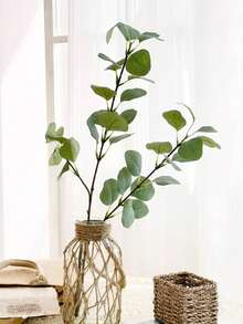 1pc/3pcs Artificial Eucalyptus Branches & Leaves, Silk Plastic Green Plants, Suitable For Home Party Wedding Decor, Gift, Birthday, Graduation, Home Decoration, Back To School, Room Decor, Study Supplies - Green - View 4