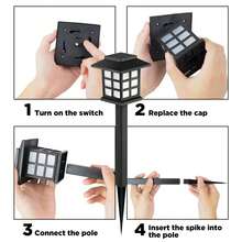 Solar House Stake Lights 2 Pack, IP65 Waterproof PP Material, Outdoor Long-Lasting Lights For Walkway Garden Path Yard Lawn Decor - 白紅光 - 查看 7