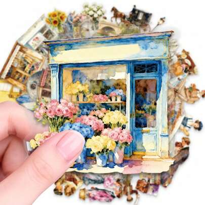 50PCS Vintage European Watercolor Graffiti Landscape PET Transparent Stickers, Waterproof Vinyl Decals For Water Bottles Laptops Skateboards Phones, Aesthetic Retro Themed Stickers Pack For Adults Teens To Personalize Daily Life Items And Create Unique DIY Craft Decor