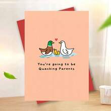 1PC Thiệp chúc mừng em bé mới sinh hình vịt dễ thương "Bạn sắp trở thành bố mẹ rồi!" - Lời chúc mừng vui nhộn dành cho cặp đôi sắp có con, bạn bè, gia đình - Ý tưởng quà tặng chúc mừng. Bên trong thiệp để trống và kèm theo phong bì. - Mảnh duy nhất - Xem 13