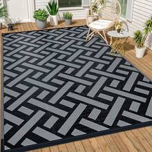 Sour Lemon Large Outdoor Rug, Outdoor Rugs Garden Rugs, Garden Mat For Patio, Easy Cleaning Patio Mat For Camping, Deck, Beach, Picnic-180x270cm - 藤編 - 查看 6