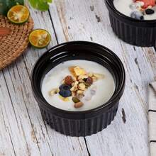 8 Oz Ceramic Ramekins Oven  For Baking, Creme Brulee Souffle Bowls, Dipping Sauce Bowls, Classic Dessert Bowls For Pudding, Dishwasher, Freezer , Set Of 8 - 黑色 - 查看 5
