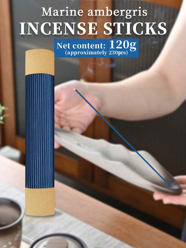 120g (Aprox. 230 piezas), Varitas de incienso de ámbar gris marino, Varitas de incienso de ámbar gris marino natural y sin aditivos, elegante y fragante, adecuado para ofrendas, uso doméstico, purificación de espacios, desodorización, meditación, yoga, oración, y también un hermoso regalo.