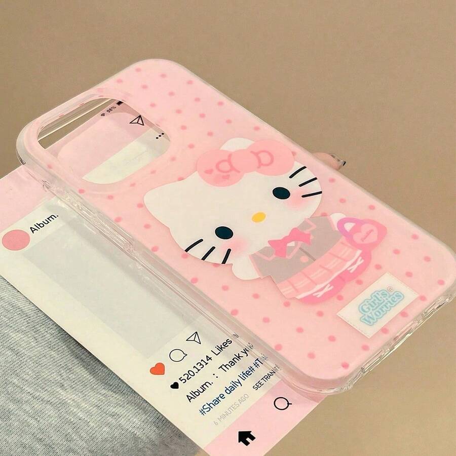 SANRIO 1 chiếc túi xách in họa tiết da báo màu hồng mới, kiểu dáng Hello Kitty e lệ, nơ hoạt hình nữ tính, tương thích với iPhone 17 Pro Max/16 Pro/16/16 Pro Max, chống sốc IMD, 15 Pro Max/14 Pro/14 Pro Max/Cá nhân hóa, sáng tạo, 13 Pro Max/13 Pro/13/*12 Pro Max/12 Pro/12/11 Pro Max/11 Pro, ốp lưng điện thoại thời trang độc đáo, bảo vệ điện thoại. - Nhiều màu - Xem 1