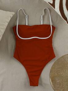 Traje de baño de una pieza rojo sexy sin tirantes para vacaciones en la playa/fiestas, primavera/verano - Multicolor - Ver 3
