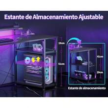 Escritorio de Computadora con Estantes de Almacenamiento Reversibles Escritorio Minimalista Moderno para La Oficina en Casa Fibra de Carbono Color - Fibra de Carbono - Ver 6