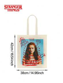 Netflix 1PC Officially Licensed Stranger Things Classic Print Large Capacity Daily Tote Bag - Multicolor - View 4