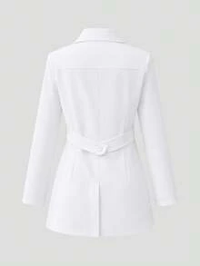cimmuovere White Long Sleeve Laboratory Surgical Gown, Nurse Scrub Uniform, Scrub Uniform, Dentist Scrub Uniform Jacket Spring Fall - White - View 9