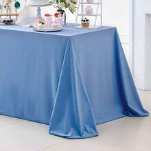 MEISIMENGSHA 1pc Premium Velvet Solid Color Tablecloth, Soft Velvet Surface, Water-Resistant, Suitable For Wedding, Birthday Party, Home Decor - Blue - View 5