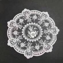 1Pc Classic White Lace Placemat Elegant Floral Embroidery For Holiday Special Occasion Decor - 1pc-白色 - 查看 2