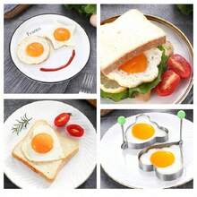 5pcs Stainless Steel Egg Rings - Pancake Mold For Fried Eggs And Egg Rolls - Kitchen Gadget - 煎蛋模具 - 查看 7