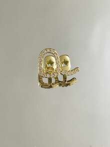 1 pieza Joyería dental única de arco/cuadrado/barra hueca con circonita, accesorio de moda clásico de hip-hop, unisex, accesorio elegante para fiestas y uso diario - Multicolor - Ver 11