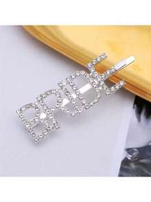 1pc Bridal Crystal Hair Clip, Shiny Bride Hair Accessory, Wedding Party Decorative Hairpin, Suitable For Bridal Shower, Wedding, Bachelorette Party Decor And Gifts - Multicolor - View 2