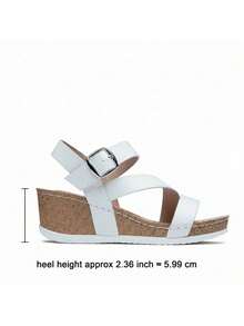 Women's Platform Wedge Sandals Comfortable Open Toe Ankle Strap Summer Walking Sandals With Buckle - 白色 - 查看 5