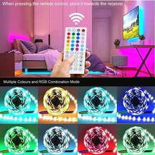 Intelligent Music-Syncing Flexible LED Light Strip, 44 Keys + App Dual-Control Self-Adhesive Design, TV Backlight Background Wall Decoration, RGB Intelligent Light Strip, Suitable For Decoration In Bedrooms, Living Rooms And Parties. - ánh sáng đa sắc - Xem 6